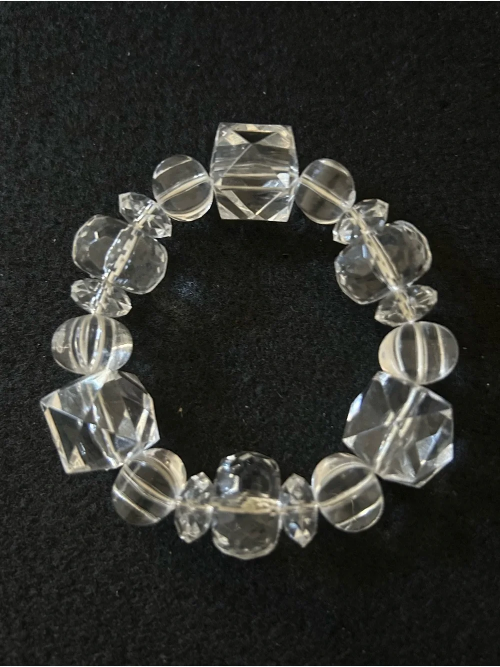 Crystal Clear Beaded Stretch Bracelet - Transparent